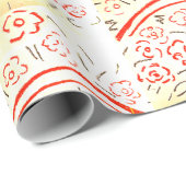 ハンドル付き赤と黄色のバスケット ラッピングペーパー (ロールコーナー)