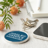 ハンドル配管白いGfxティール(緑がかった色)BG キーホルダー (側面)