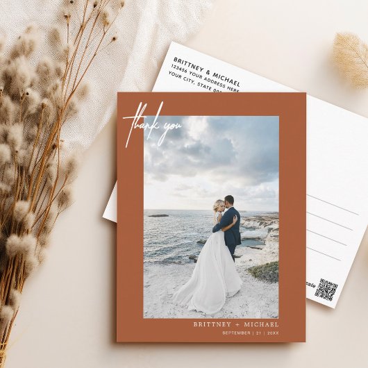 ハンドレタシンプルーテラコッタサンキュー ポストカード