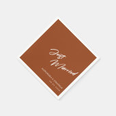 ハンドレタスタイリッシューたった今結婚しましたテラコッタ スタンダードカクテルナプキン (角)