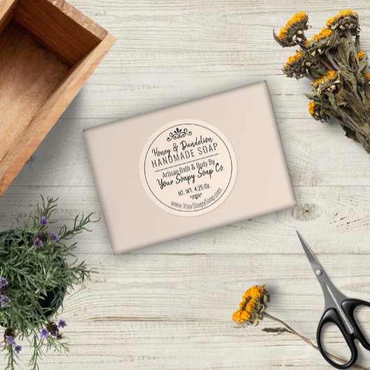 ハンドレタタイポグラフィソープパステルピーチ ラウンドシール