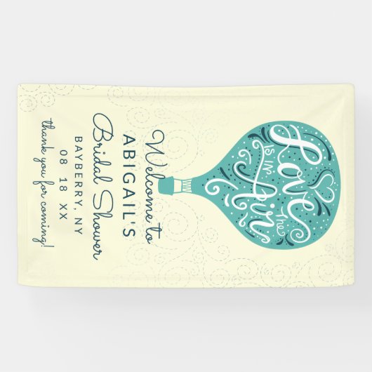 ハンドレタティール（緑がかった色）バルーンブライダルシャワーへようこそ 横断幕 (横)