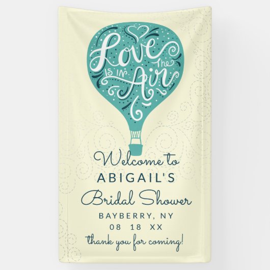 ハンドレタティール(緑がかった色)バルーンブライダルシャワーへようこそ 横断幕 (縦)