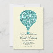 ハンドレタティール（緑がかった色）熱風船ブライダルシャワー 招待状 (正面)