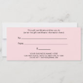 ハンドレタフォント淡い色のピンク |商品券 (裏面)