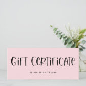 ハンドレタフォント淡い色のピンク |商品券 (スタンド正面)