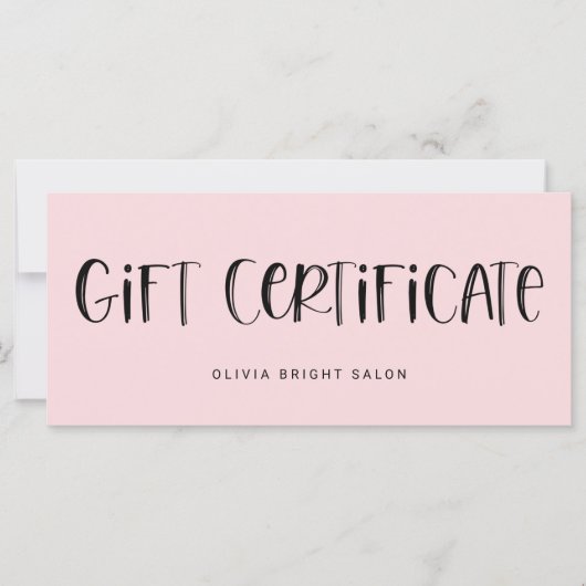 ハンドレタフォント淡い色のピンク |商品券 (正面)