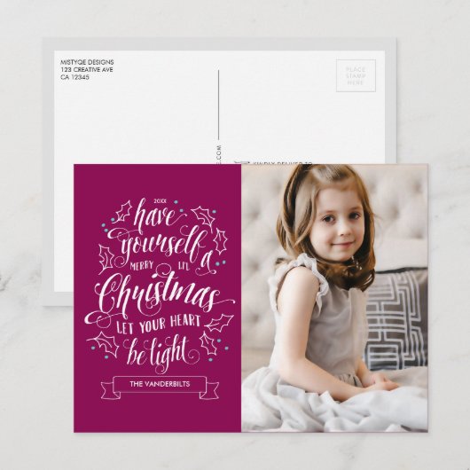 ハンドレタメリーー李クリスマスホリデー シーズンポストカード (正面/裏面)