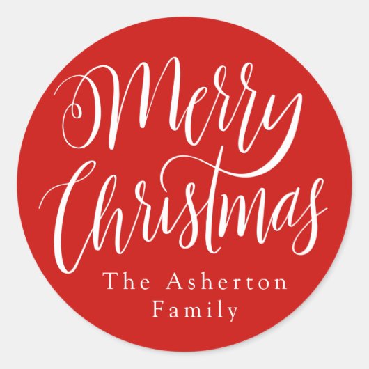ハンドレタリングされた特別なクリスマスギフト ラウンドシール (正面)