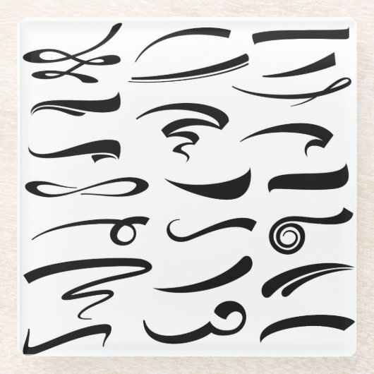 ハンドレタリングアンダーラインコースター ガラスコースター (正面)