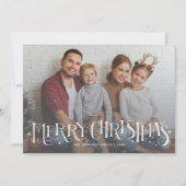 ハンドレタリングメリークリスマスファミリーフォトカード 案内状 (正面)