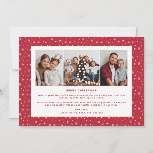 ハンドレタリングメリークリスマスファミリーフォトカード 案内状 (裏面)