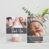 ハンドレタリング写真コラージュ赤ちゃんシャワー サンキューカード (スタンド正面)