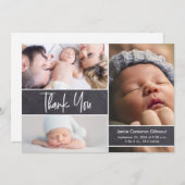 ハンドレタリング写真コラージュ赤ちゃんシャワー サンキューカード (正面/裏面)