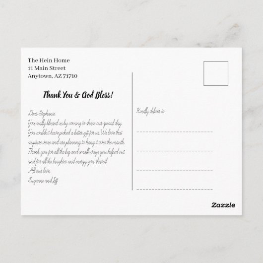 ハンドレタリング結婚のテンプレート写真ありがとう ポストカード (裏面)