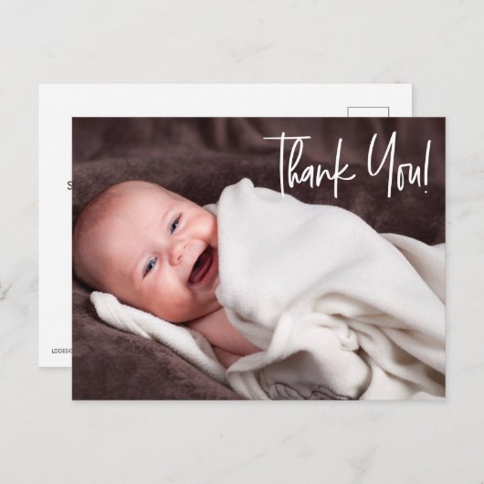 ハンドレタリング赤ちゃん女の子写真ベビーシャワー ポストカード (正面/裏面)