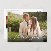 ハンドレタリング2枚結婚写真ありがとう ポストカード (正面/裏面)