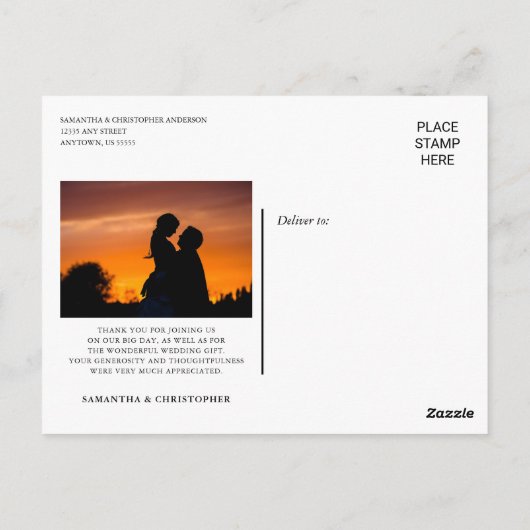 ハンドレタリング2枚結婚写真ありがとう ポストカード (裏面)