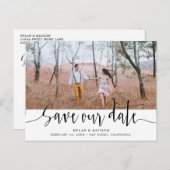 ハンドレタリング | 結婚の日救付はがき 案内ポストカード (正面/裏面)