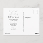 ハンドレタリン赤ちゃん女の子のシャワ感謝していー写真あなた ポストカード (裏面)