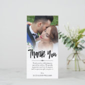 ハンドレターオーバーレイありがとう結婚の写真 サンキューカード (スタンド正面)