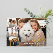 ハンドレタージョイ平和ラブフォトコラージュ金ゴールド 箔招待状 (立ち正面)