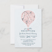 ハンドレターピンク熱気球ウェディングレセプション 招待状 (正面)