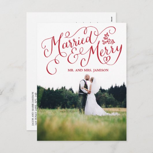 ハンドレターホリデ結婚したーとメリー シーズンポストカード (正面/裏面)