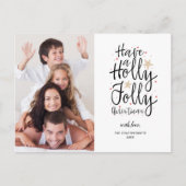 ハンドレターホリーすてきクリスマス家族の写真 ポストカード (正面)