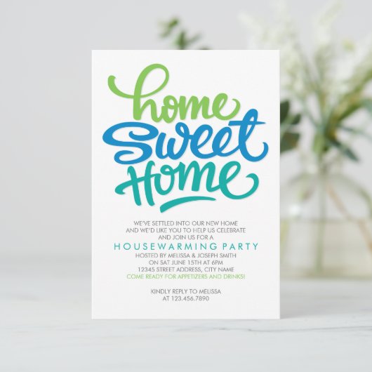 ハンドレターホームスイートホーム |引っ越し祝いパーティーパーティー 招待状 (スタンド正面)