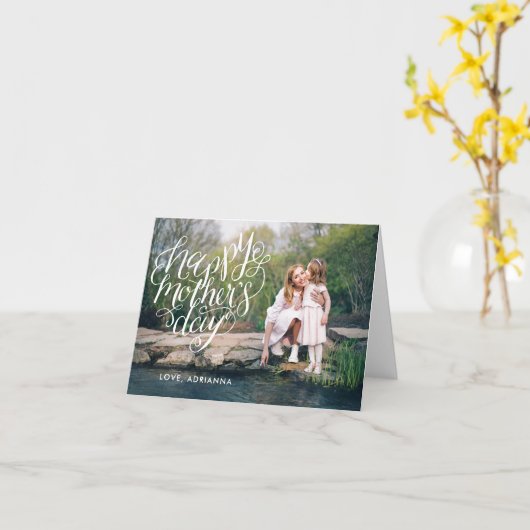 ハンドレターマザーズデイタイポグラフィ写真 カード (黄色い花)