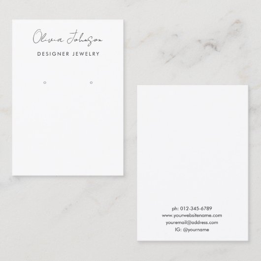 ハンドレターミニマルジュエリーイヤリングディスプレイ 名刺 (正面/裏面)