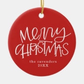 ハンドレターメリークリスマスカスタムの写真 セラミックオーナメント (正面)