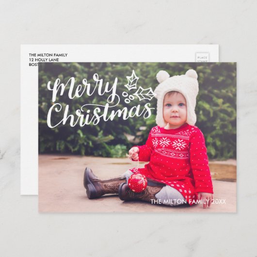 ハンドレターメリークリスマスフルフォトポストカード シーズンポストカード (正面/裏面)