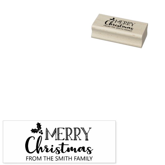 ハンドレターメリークリスマスホリーモダンファミリー ラバースタンプ (押印)