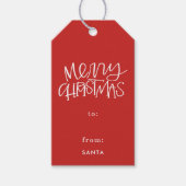 ハンドレターメリークリスマスレッドギフトラベル ギフトタグ (正面)