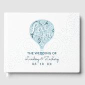 ハンドレターラブブルーホットエアバルーン結婚ズ ゲストブック (正面)