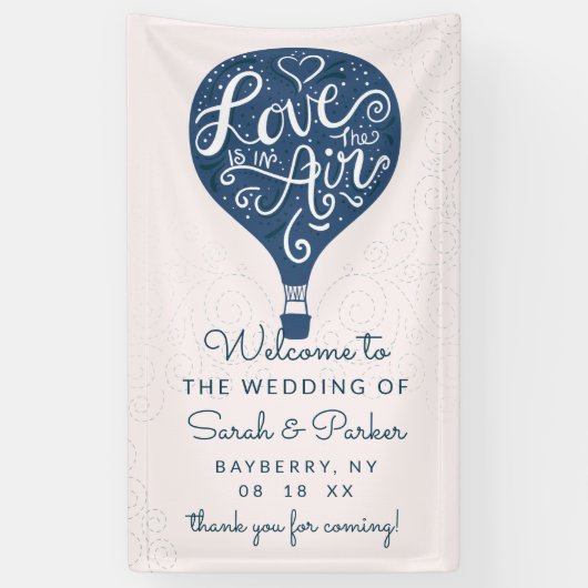 ハンドレター海軍ホットエアバルーン結婚の歓迎 横断幕 (縦)