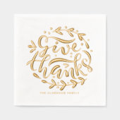 ハンドレタ与えー感謝していリース感謝祭 箔ナプキン (正面)