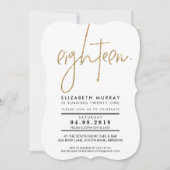 ハンドレタ型シンプル金ゴールドグリッター18招待状 招待状 (正面)