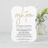 ハンドレタ型シンプル金ゴールドグリッター18招待状 招待状 (スタンド正面)