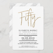 ハンドレタ型シンプル金ゴールドグリッター50招待状 招待状 (正面/裏面)