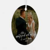 ハンドレタ結婚したーと写真メリークリスマス メタルオーナメント (正面右)