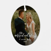 ハンドレタ結婚したーと写真メリークリスマス メタルオーナメント (正面左)