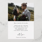 ハンドレタ2枚結婚写真Thank You Foil Card 箔招待状 (裏面)