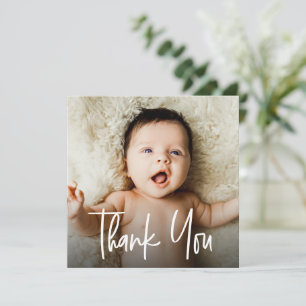 ハンドレットオーバーレイ文字カスタムベビー写真 サンキューカード