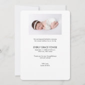 ハンドレットベビーガール誕生カスタム写真 サンキューカード (裏面)