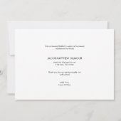 ハンドレットベビーフォトベビーシャワー青のスクリプト 案内状 (裏面)