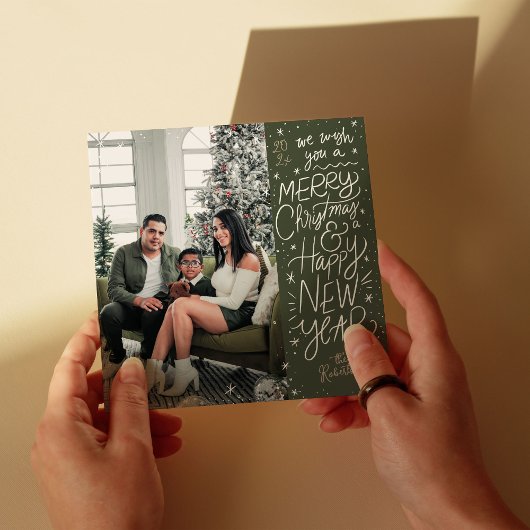 ハンドレットメリークリスマスハッピーニューイヤー写真 シーズンカード