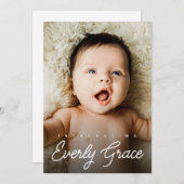 ハンドレット名カスタムベビーガール写真誕生 サンキューカード (正面/裏面)